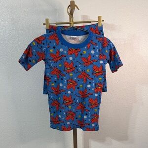 Hanna Andersson- Dragon Blue and red shortie pajama set - Size 12
